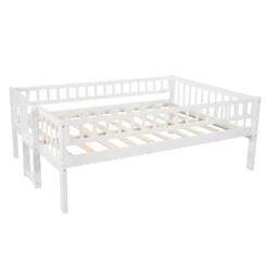 Nestfair Full-Over-Full Triple Bed With Guardrails And Slide - Grey -Furniture Kids Store 5627f3bc 4034 4c18 be24 2da05244a50b