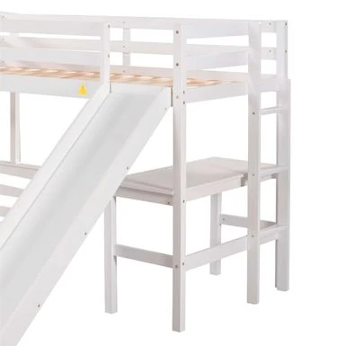 Merax L-shaped Twin Over Full Bunk Bed With Twin Size Loft Bed, Desk, Slide - Espresso 9 Merax L-shaped Twin Over Full Bunk Bed With Twin Size Loft Bed, Desk, Slide - Espresso - Image 7