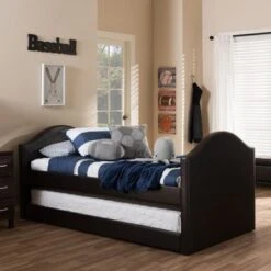 Baxton Studio Dorus Faux Leather Upholstered Daybed With Guest Trundle Bed - Twin Daybed-White -Furniture Kids Store 58e70324 316b 423a b355 a5623163fb58