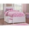 Nantucket Twin Platform Bed With Matching Foot Board With 2 Urban Bed Drawers In White - White - Twin -Furniture Kids Store 5b034030 03e7 4e78 90b0 eb9437b218f4