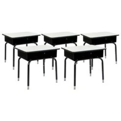 5 Pack Student Desks With Open Front Metal Book Boxes - School Desk - 24"W X 18"D X 22.25" - 31.25"H - Natural -Furniture Kids Store 5e3389fa b8d9 427f 9764 1284ac5ea154