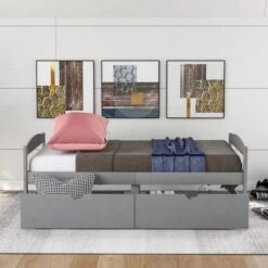 Nestfair Twin Size Platform Bed With 2-Drawers - White -Furniture Kids Store 5f5e643d 696c 47cb bff6 691f057bd763