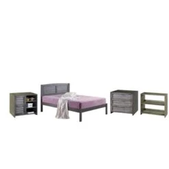 Twin Bed With Case Goods - Bed, 3 Drawer Chest, 2 Drawer Chest, Bookcase