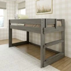 Max And Lily Farmhouse Twin-Size Low Loft Bed - Barnwood Brown -Furniture Kids Store 61712f9f 0e5e 4061 9328 ac0058acac3b