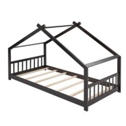 Nestfair House Bed Wood Bed For Kids - Espresso - Twin -Furniture Kids Store 629d22f2 b71d 46e2 a5b7 db8eea4fde20