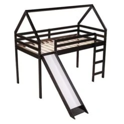 Modern Design Twin Size Loft Bed With Slide, House Bed - Grey -Furniture Kids Store 64767dc0 8448 403b b383 07b699e1bc6f