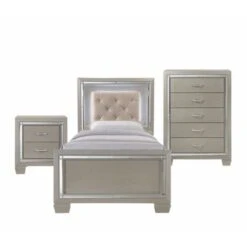 Silver Orchid Odette Glamour Youth Twin Platform 3-piece Bedroom Set - Champagne - Twin