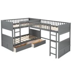 Nestfair Twin Size Bunk Bed With A Loft Bed Attached And Two Drawers - White -Furniture Kids Store 66ecf11d c1a5 46e1 93e8 5c8f0f9638a8