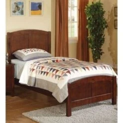 Copper Grove Hollyhock Wooden Twin Size Bed With Headboard And Footboard