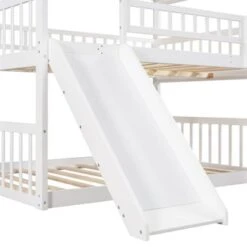 Nestfair Full-Over-Full Triple Bed With Guardrails And Slide - Grey -Furniture Kids Store 6967bbd8 68af 4b18 899c b284c97195f0