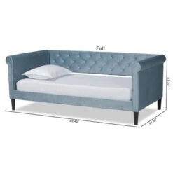 Baxton Studio Cora Modern & Contemporary Light Blue Velvet Upholstered Wood Daybed - Twin -Furniture Kids Store 6a8cafe5 9bce 477b a46c 127f5f06dcbb