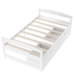 Nestfair Twin Size Platform Bed With 2-Drawers - White -Furniture Kids Store 6de13400 51d5 417c 9998 9b25e1ce9bb7