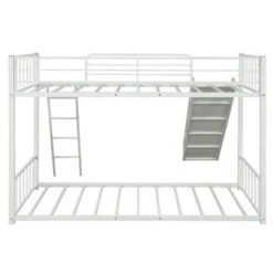 Metal Bunk Bed With Slide, Twin Over Twin, White - White - Twin -Furniture Kids Store 6ed14542 3efe 49b3 8f41 54f963c066c1