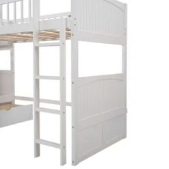 Nestfair Twin Size Bunk Bed With A Loft Bed Attached And Two Drawers - White -Furniture Kids Store 72cac8c7 de13 4da8 b96c 9c1e223f357f