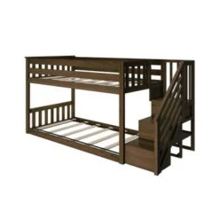 Max And Lily Twin Over Twin Low Bunk Bed With Staircase - Pecan -Furniture Kids Store 7317dd30 5f1e 4476 8e19 98f9823540b1