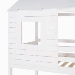 Twin Over Twin Bunk Bed With Roof, Window, Guardrail, Ladder - Grey -Furniture Kids Store 792f2daa e0e3 4e10 b651 119df7a82ccd