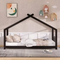 Nestfair House Bed Wood Bed For Kids - Espresso - Twin -Furniture Kids Store 7a9e9586 b0ce 471a 95b7 ab1fcf8effbe