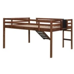 Nestfair Full Size Wooden Loft Bed With Slide And Chalkboard - Walnut -Furniture Kids Store 7b4ef339 c8f5 4329 a9bd 896b13497b19