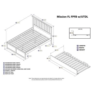 Mission Full Platform Bed With Footboard And Twin Trundle In Walnut - Brown - Full 9 Mission Full Platform Bed With Footboard And Twin Trundle In Walnut - Brown - Full - Image 7