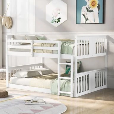 Nestfair Full Over Full Bunk Bed With Ladder - White 3 Nestfair Full Over Full Bunk Bed With Ladder - White
