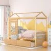 Nestfair Twin Size House Bed Wood Bed With Two Drawers - Natural -Furniture Kids Store 7e19c3ab 768f 4a81 8b23 c66601ba27a1