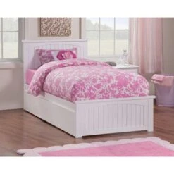 Nantucket Twin Platform Bed With Matching Foot Board With 2 Urban Bed Drawers In White - White - Twin -Furniture Kids Store 7fd2f7bf bba2 4823 9971 c1813d02e4a4