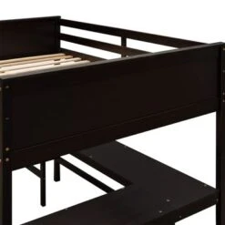 Merax Full Size Loft Bed With Shelves And Desk - Espresso -Furniture Kids Store 8007f2d9 5275 4589 ad24 75bc813be60f