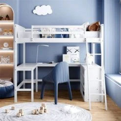 Merax Full Size Loft Bed With Shelves And Desk - Espresso -Furniture Kids Store 80961d39 54cb 41db a28d 7c2f9f257721