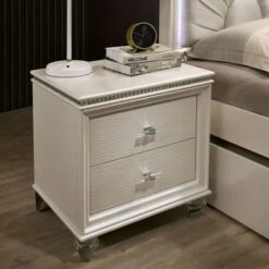 Ving Glam Pearl White Wood 3-piece Panel Bedroom Set With 2 Nightstands By Furniture Of America - Full -Furniture Kids Store 812052ee 01aa 46e7 83be 80c1879d4044