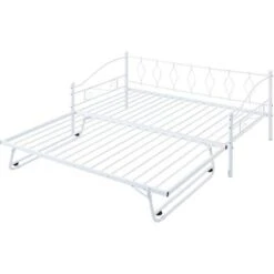 Merax Metal Daybed With Twin Size Portable Folding Trundle - Black - Twin -Furniture Kids Store 81f11a84 6710 4deb a1d6 a32c5b72fbc6