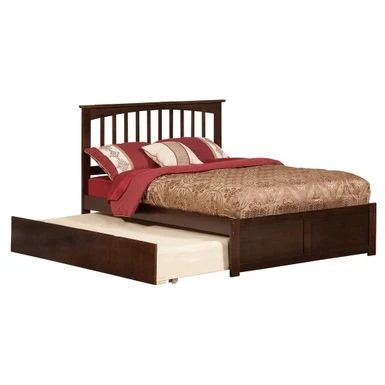 Mission Full Platform Bed With Footboard And Twin Trundle In Walnut - Brown - Full 7 Mission Full Platform Bed With Footboard And Twin Trundle In Walnut - Brown - Full - Image 5