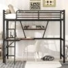 Merax Metal Loft Bed With L-shaped Desk And Shelf - Black - Full -Furniture Kids Store 82d6afaa 3f00 4dd5 aa10 08194ded86e8