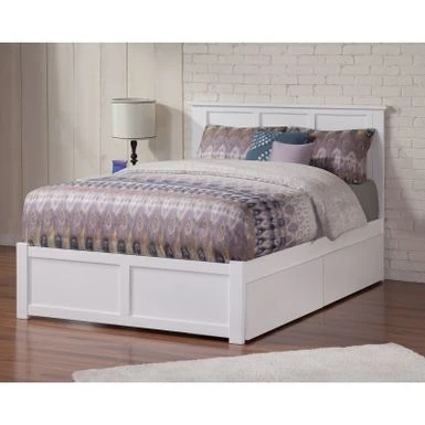 Madison Full Platform Bed With Footboard And 2 Drawers In White - White - Full 5 Madison Full Platform Bed With Footboard And 2 Drawers In White - White - Full - Image 3