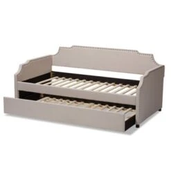 Baxton Studio Contemporary Twin Size Daybed With Roll Out Trundle Guest Bed - Grey -Furniture Kids Store 83b497cc f0c9 405b b571 ad2ade49f257