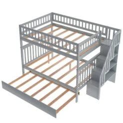 Nestfair Full Over Full Bunk Bed With Trundle And Staircase - White 26 Nestfair Full Over Full Bunk Bed With Trundle And Staircase - White -Furniture Kids Store 86f090f2 48f5 483a 8f28 d0cf077cfc46
