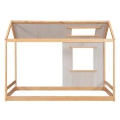 Merax Twin Size House Platform With Roof And Window - Antique Grey+Antique White 19 Merax Twin Size House Platform With Roof And Window - Antique Grey+Antique White -Furniture Kids Store 889942f9 23ff 4463 9b34 83b35011f144