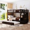 Merax Twin Over Twin Stair Bunk Bed With Storage Ladder And Trundle - Espresso -Furniture Kids Store 89712e24 40ba 4e52 a6ba 32a668288c87