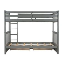 Twin-Over-Twin Bunk Bed With Ladders And Two Storage Drawers - White -Furniture Kids Store 8a1443c7 186a 4242 97df 2e67ba38b0ac