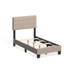 Taylor & Olive Tuxbury Upholstered Twin Platform Bed - Beige