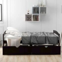 Nestfair Twin Size Platform Bed With 2-Drawers - White -Furniture Kids Store 8c858164 7126 4f70 a11d f9c0cca2b022