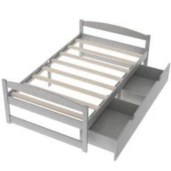 Nestfair Twin Size Platform Bed With 2-Drawers - White -Furniture Kids Store 8ce79daa ddb8 4e22 a180 cbea08dd67d4