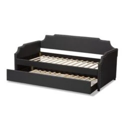 Baxton Studio Contemporary Twin Size Daybed With Roll Out Trundle Guest Bed - Grey -Furniture Kids Store 8e1d0dd9 077e 48f9 af41 ad8eb35224a7