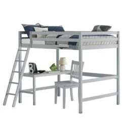 Hillsdale Kids And Teen Caspian Full Loft Bed W/ Chair & Hanging Nightstand - Grey - Full -Furniture Kids Store 8eef5412 4a24 47e9 b81f f4ad07f60742