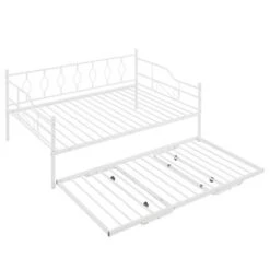 Merax Metal Daybed With Twin Size Portable Folding Trundle - Black - Twin -Furniture Kids Store 918655e5 e8fa 4bf0 83f0 ccda51c33a8d