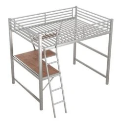 Merax Metal Loft Bed With L-shaped Desk And Shelf - Black - Full -Furniture Kids Store 91da4040 8511 4466 b058 35e4f61858a8