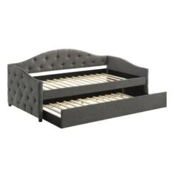 Upholstered Twin Daybed With Trundle - Beige -Furniture Kids Store 92af096e cbec 4b00 983f 3177575dbd1b