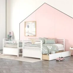 Nestfair Twin Over Twin Wood Bunk Bed With Two Drawers - Grey -Furniture Kids Store 9493db05 1c18 4ee0 b5b8 54315fd9c5c5