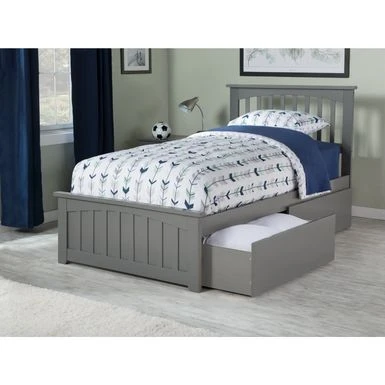 Mission Twin Platform Bed With Matching Foot Board With 2 Urban Bed Drawers In Grey - Grey - Twin 3 Mission Twin Platform Bed With Matching Foot Board With 2 Urban Bed Drawers In Grey - Grey - Twin