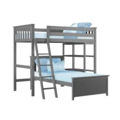Max And Lily L Shaped Twin Over Twin Bunk Bed With Bookcase - Grey 19 Max And Lily L Shaped Twin Over Twin Bunk Bed With Bookcase - Grey -Furniture Kids Store 955f9b7d 3791 4480 951f 221f636049a0