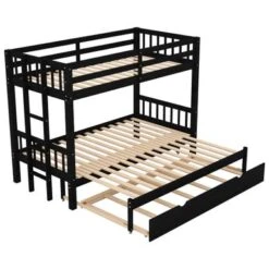 Nestfair Twin Over Full Pull-out Bunk Bed With Trundle - White -Furniture Kids Store 963befce 8325 4dbb a781 6cfbd3791a44